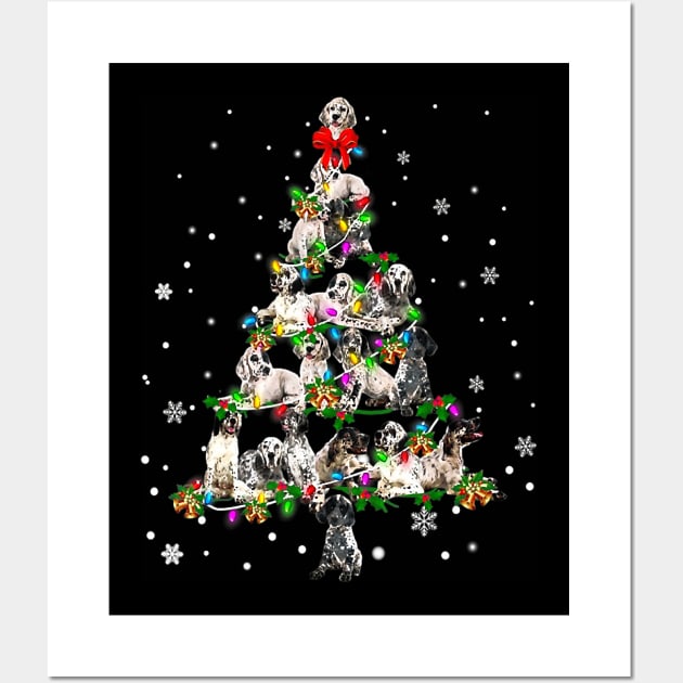 Cute english setter dog christmas tree gift decor xmas tree Wall Art by Tianna Bahringer